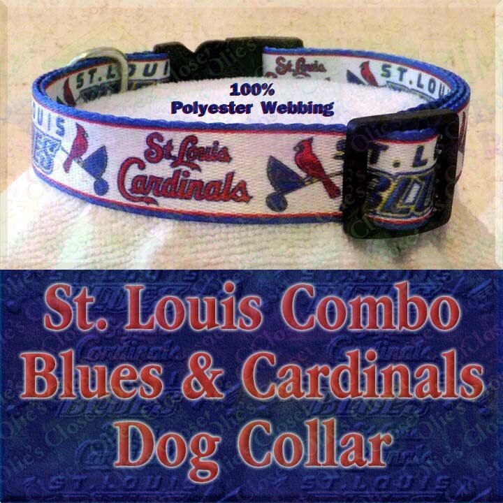 Saint Louis Cardinals and Blues Combo Baseball Ice Hockey Designer Novelty Dog Collar - product image