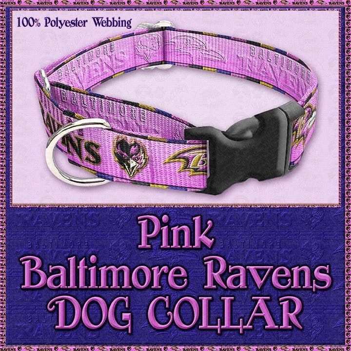 Baltimore Ravens PINK Polyester Webbing Designer Novelty Dog Collar - product image