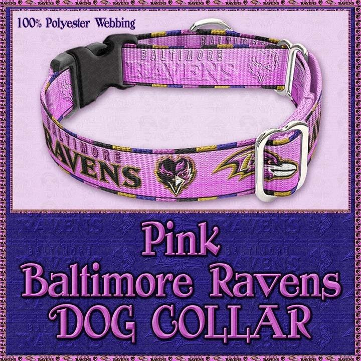 Baltimore Ravens PINK Polyester Webbing Designer Novelty Dog Collar - product image