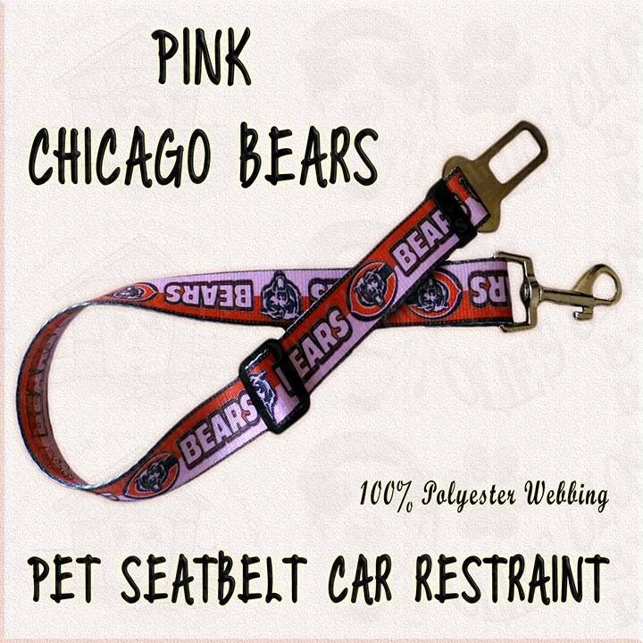 Chicago Bears PINK Polyester Webbing Designer Novelty Dog Collar or Seatbelt - product image
