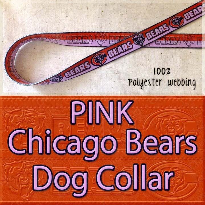 Chicago Bears PINK Polyester Webbing Designer Novelty Dog Collar or Seatbelt - product image