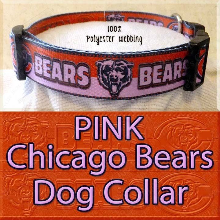 Chicago Bears PINK Polyester Webbing Designer Novelty Dog Collar or Seatbelt - product image