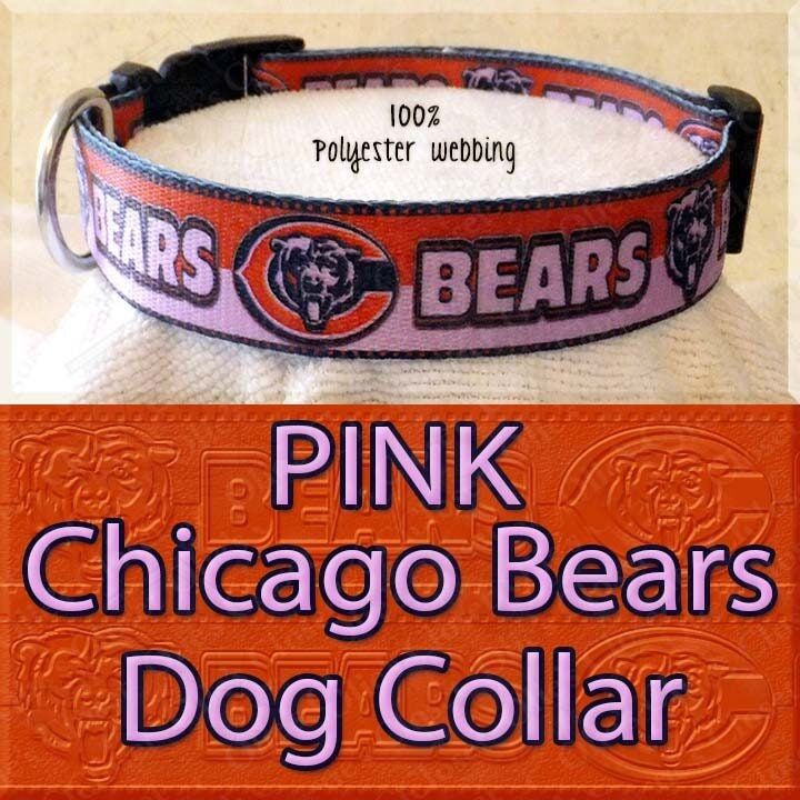 Chicago Bears PINK Polyester Webbing Designer Novelty Dog Collar or Seatbelt - product image