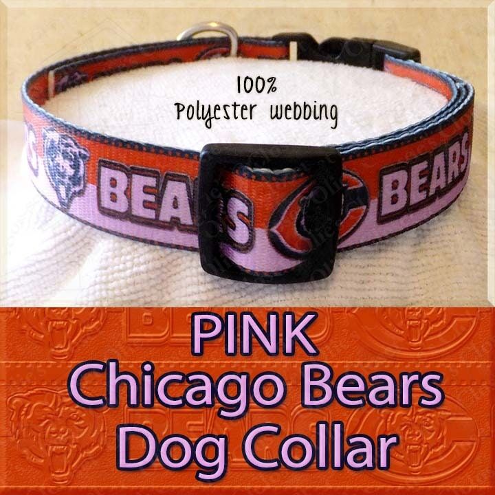 Chicago Bears PINK Polyester Webbing Designer Novelty Dog Collar or Seatbelt - product image