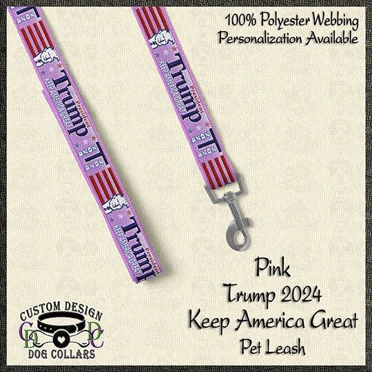 Trump 2024 for President Designer Dog Collar available in Pink or Blue Versions - product image