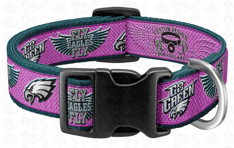 PINK Philadelphia Eagles Fly Eagles Fly Go Green NFL Football Designer Novelty Dog Collar - product image