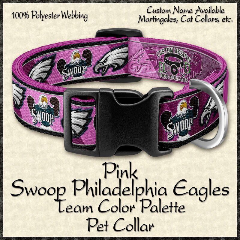 SWOOP Philadelphia Eagles Team Color Palette Designer Dog Collar - Pink or Green - product image