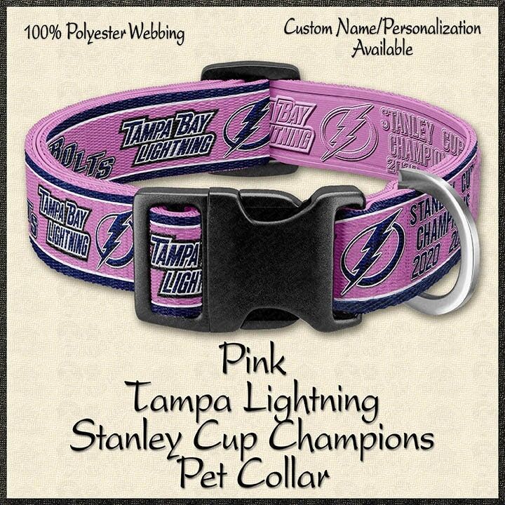 PINK Stanley Cup Champions Tampa Bay Lightning Dog Collar - product image