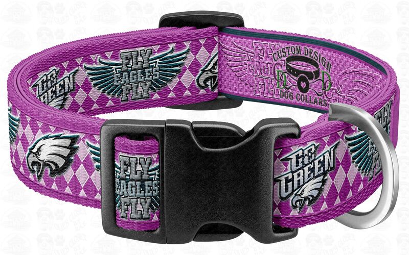 PINK Argyle Philadelphia Eagles Fly Eagles Fly Go Green NFL Football Designer Novelty Dog Collar - product image
