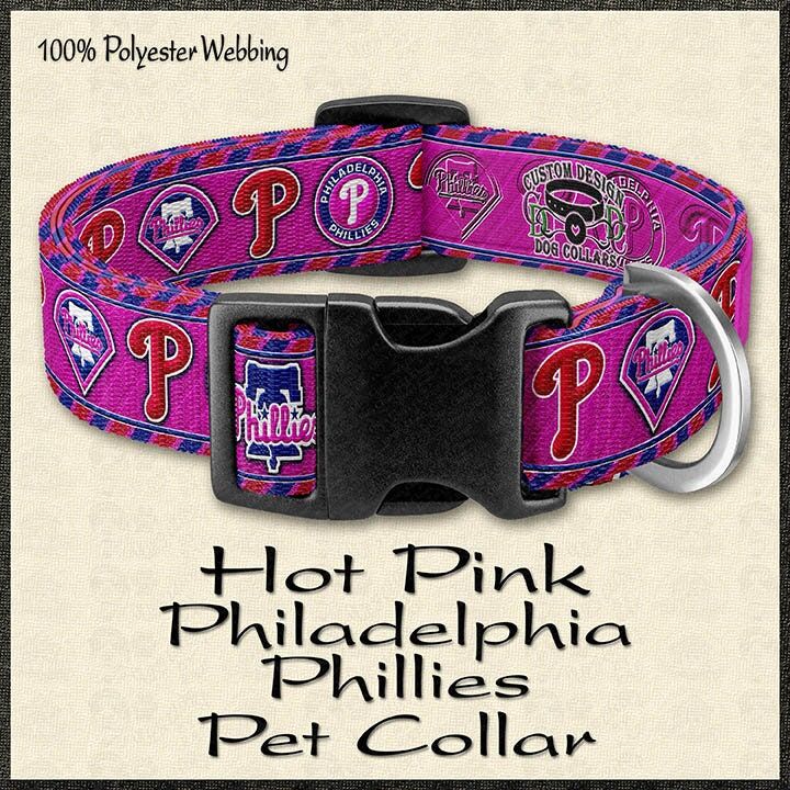 Philadelphia Phillies Hot Pink or Blue Baseball MLB Novelty Dog Collar - product image