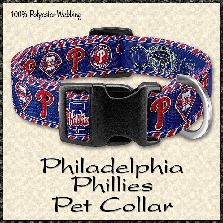 Philadelphia Phillies Hot Pink or Blue Baseball MLB Novelty Dog Collar - product image