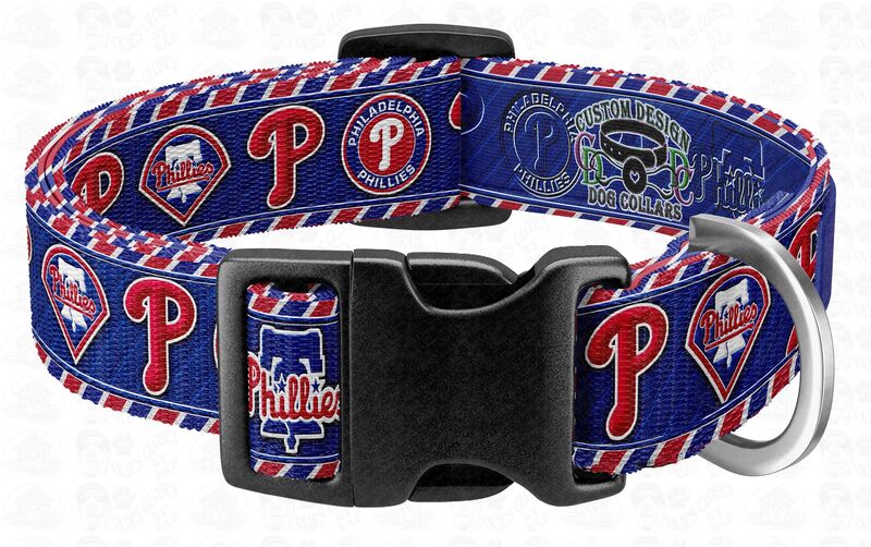 Philadelphia Phillies Hot Pink or Blue Baseball MLB Novelty Dog Collar - product image