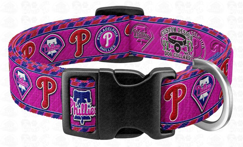 Philadelphia Phillies Hot Pink or Blue Baseball MLB Novelty Dog Collar - product image