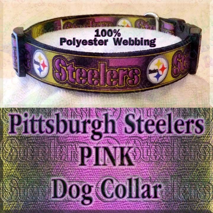 PINK Pittsburgh Steelers Football NFL Designer Novelty Dog Collar - product image