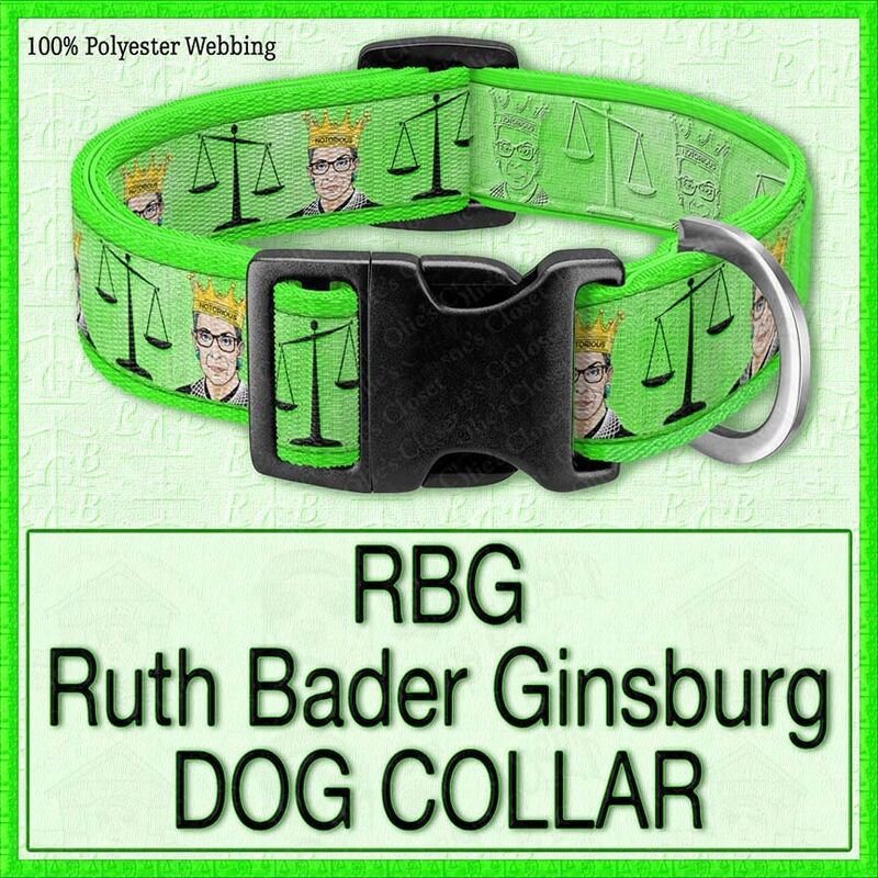 RBG Ruth Bader Ginsburg Polyester Webbing Designer Dog Collar - product image