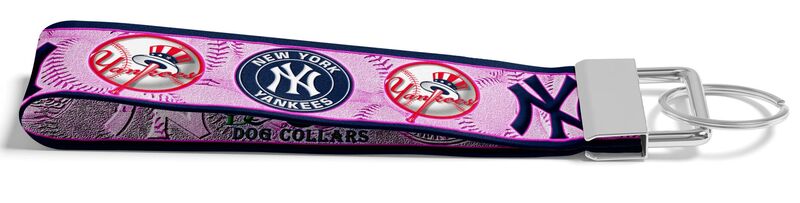 PINK NY New York Yankees Fan Pet Dog Cat Collar, Leash, Key Fob, Safety Restraint - product image