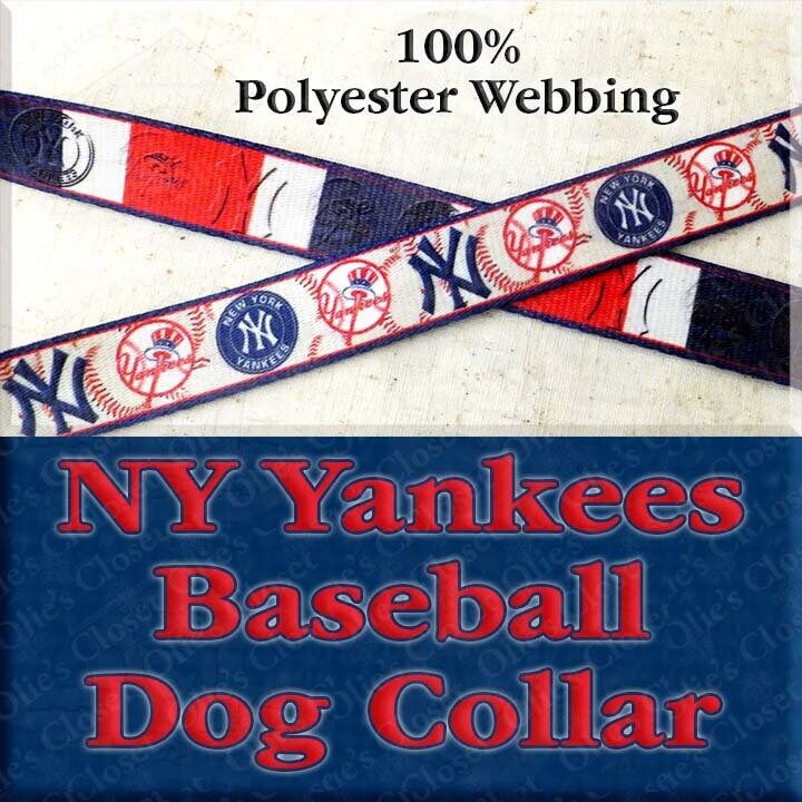 NY New York Yankees Baseball Motif Polyester Webbing Designer Novelty Dog Collar - product image