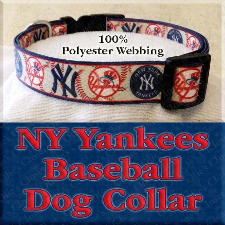 NY New York Yankees Baseball Motif Polyester Webbing Designer Novelty Dog Collar - product image