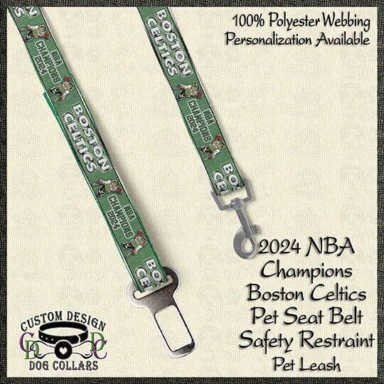 PINK or GREEN Boston Celtics 2024 NBA Champions Dog Collar Leash Key Fob Pet Safety Restraint Dog or Cat Collar - product image
