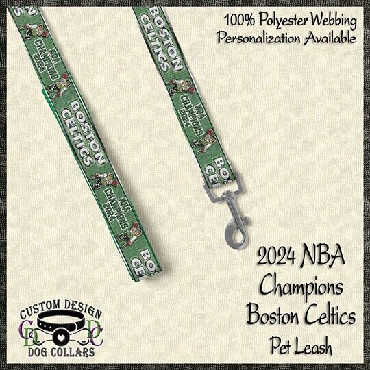 PINK or GREEN Boston Celtics 2024 NBA Champions Dog Collar Leash Key Fob Pet Safety Restraint Dog or Cat Collar - product image