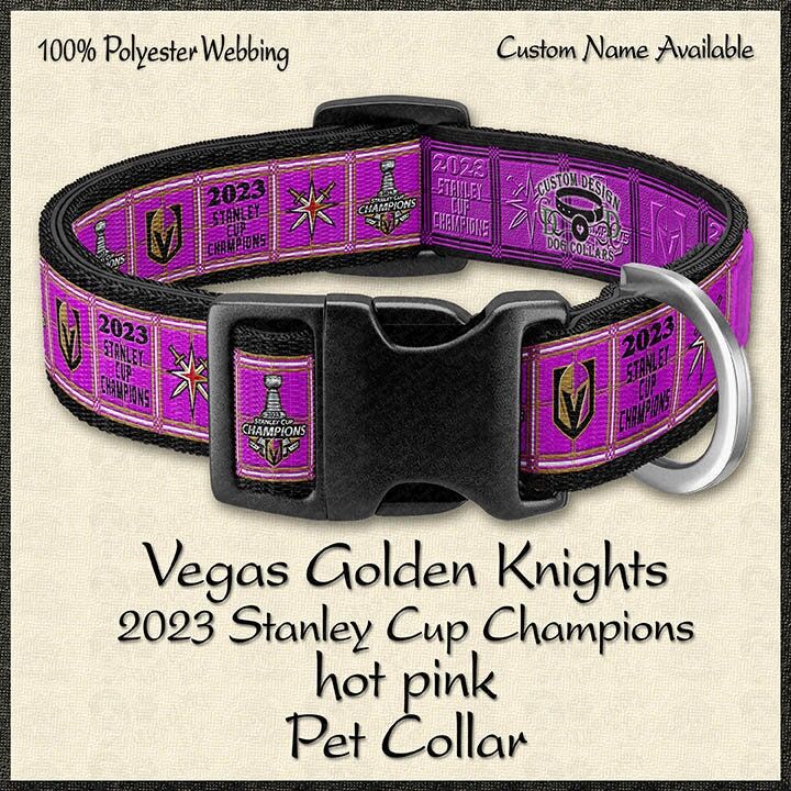 Hot Pink or Black & Gold Stanley Cup Champions 2023 Vegas Golden Knights Dog Collar - product image
