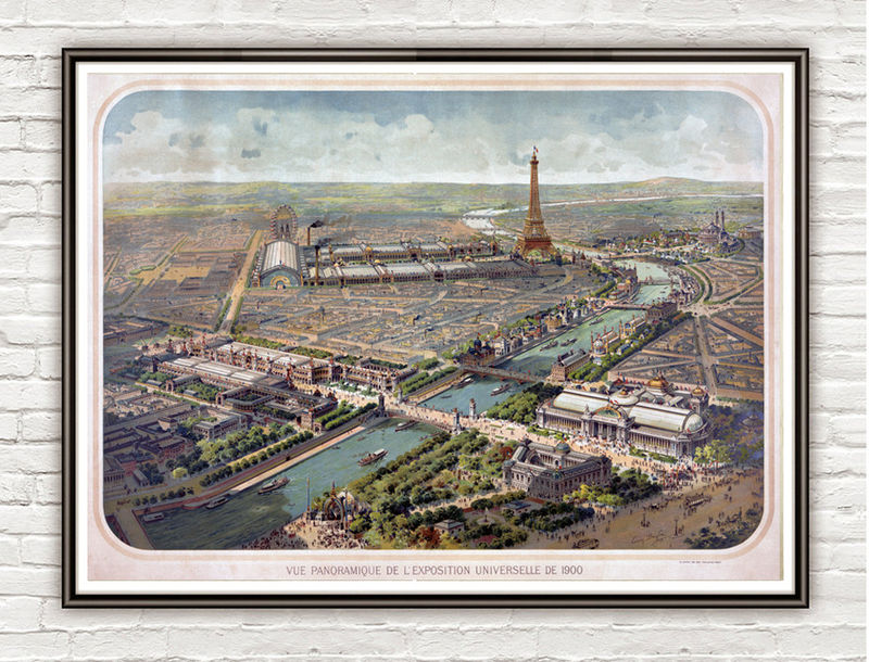 Vintage Photo of Paris, Panoramic view of the Exposition Universelle, France 1900 - product images
