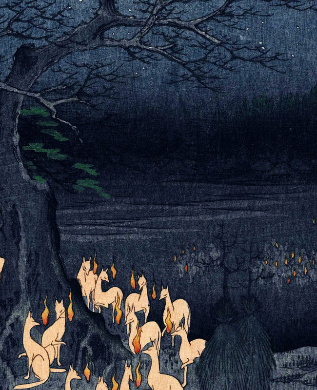 Painting Hiroshige New Year's Eve foxfires at the changing
