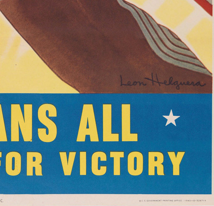 Vintage War Poster americans all lets fight for victory 1943