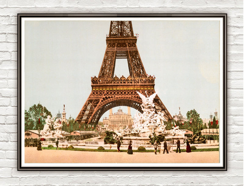 Vintage Photo of Paris, Tour Eiffel & Exposition Universelle, France, 1889 - product images