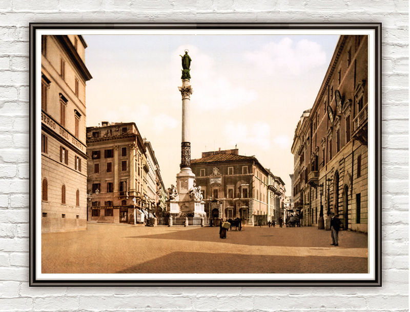 Vintage Photo of Rome Italy Italia Piazza del Spagna 1895 - product images
