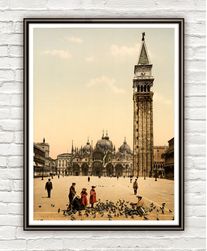 Vintage Photo of Venice San Marco Square Italy Italia 1895 - product images