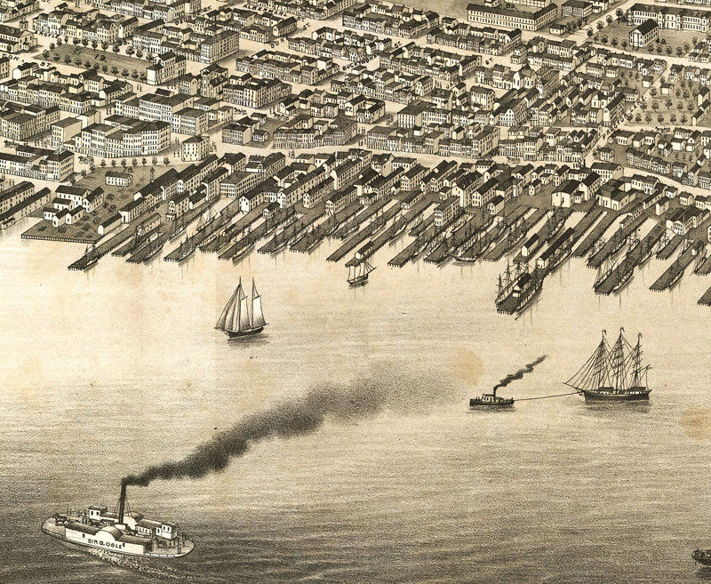 Old Panoramic View of Halifax Nova Scotia Canada Aerial view 1879