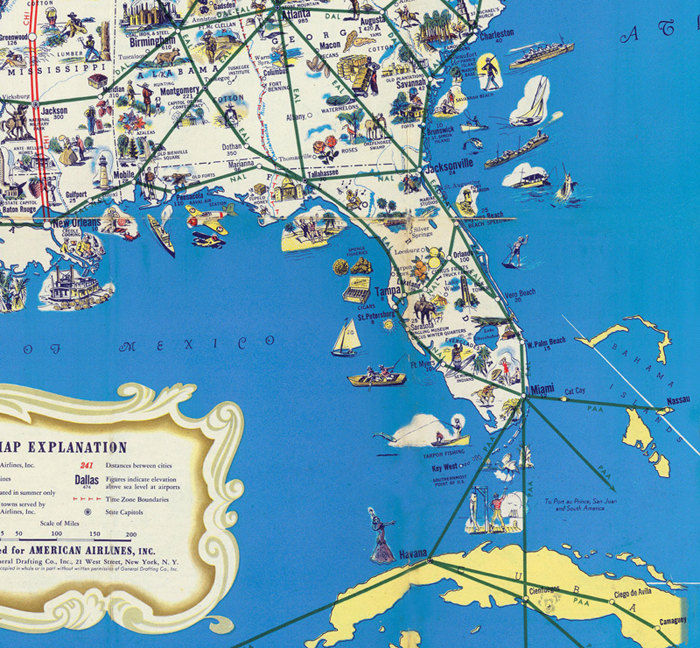 Old Map of United States of America 1945 Vintage Map Wall