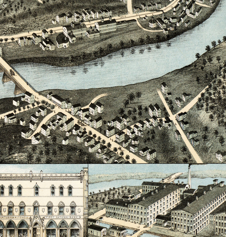 Old Map of Norwich Connecticut 1876 Vintage Map Wall Map Print