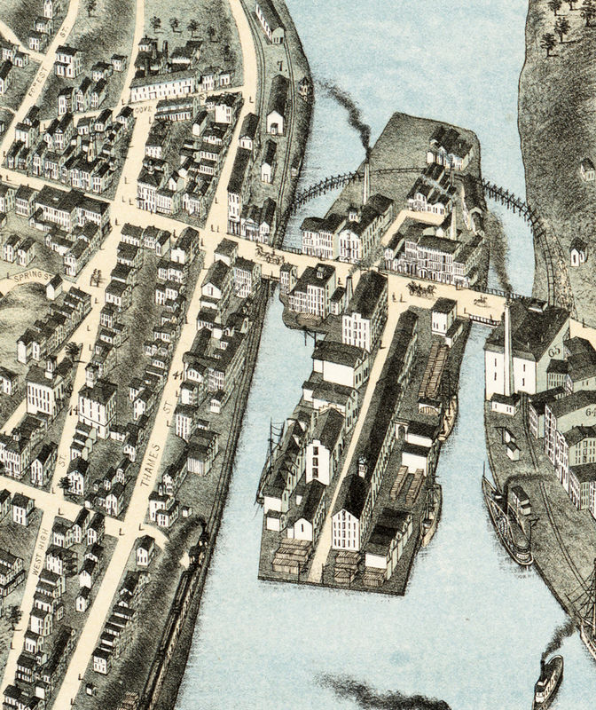 Old Map of Norwich Connecticut 1876 Vintage Map Wall Map Print