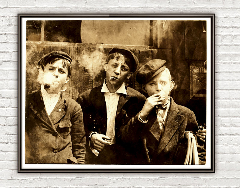 Lewis Hine Newsies smoking at Skeeter's Branch, St. Louis, 1910 - product images