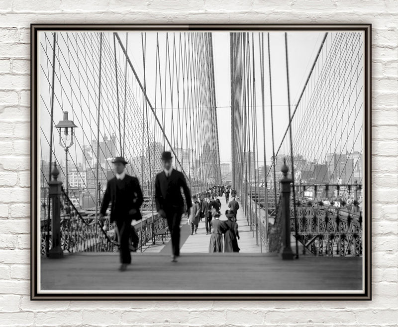 Old photo Brooklyn Bridge, New York City, 1910 - product images