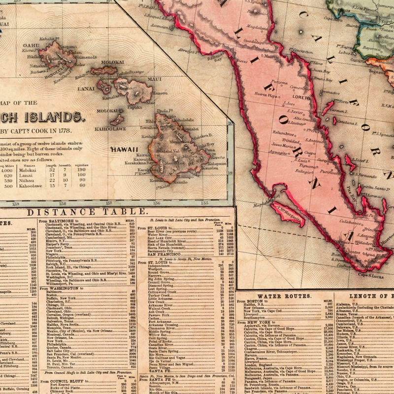 Old Map of United States 1856 Vintage Map Wall Map Print