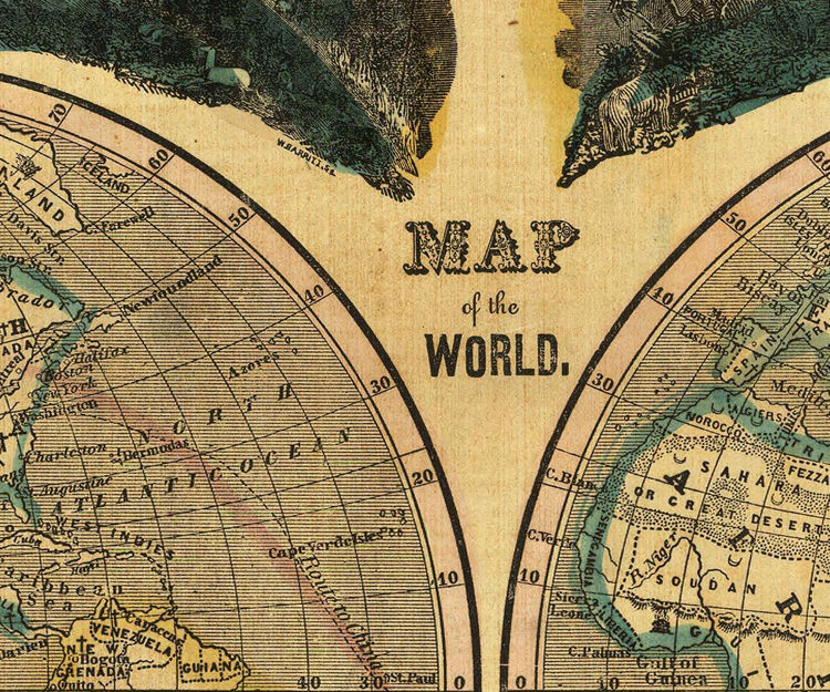 Old Map of The World 1847 Vintage Map Wall Map Print - VINTAGE MAPS AND PRINTS old-map-of-the-world-1847-vintage-map-wall-map-print-vintage-maps-and-prints