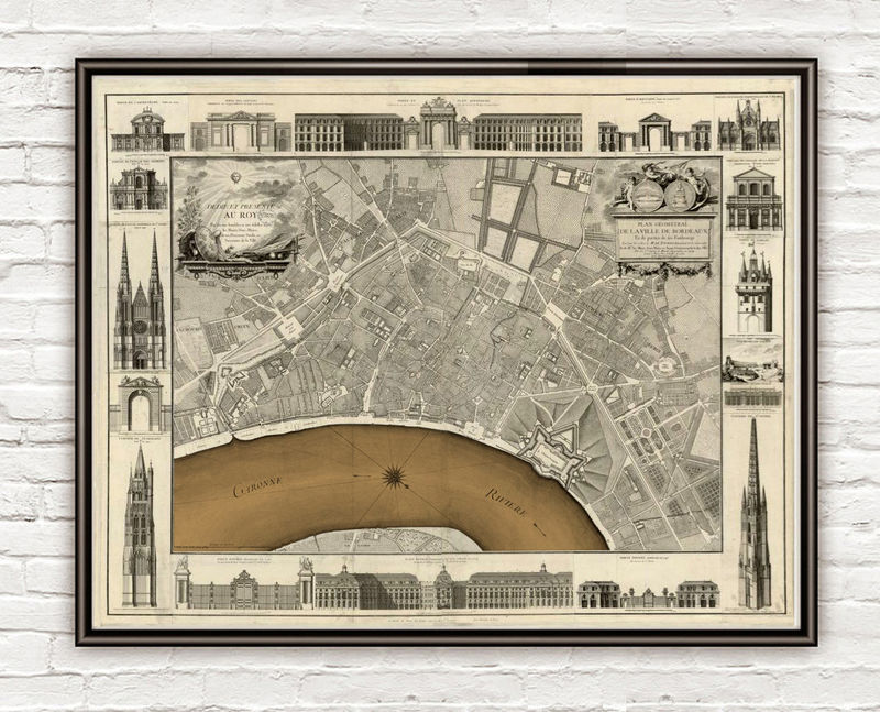 フランスアンティーク　MAP Antique Map of France in the 14th century by Zannoni (1765)