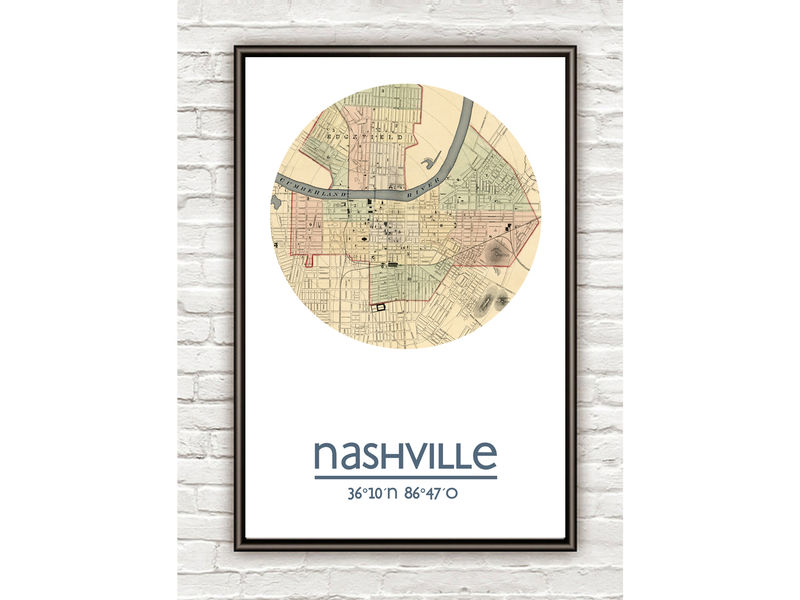 NASHVILLE - city poster - city map poster print - VINTAGE MAPS AND PRINTS