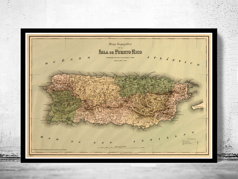 Old Map of Puerto Rico Island 1886 Vintage Map of Puerto Rico - VINTAGE MAPS AND PRINTS