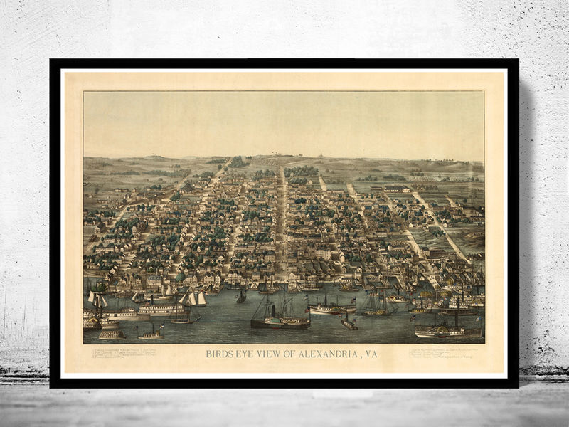 Old Map of Alexandria Virginia 1863 Vintage Map Wall Map Print