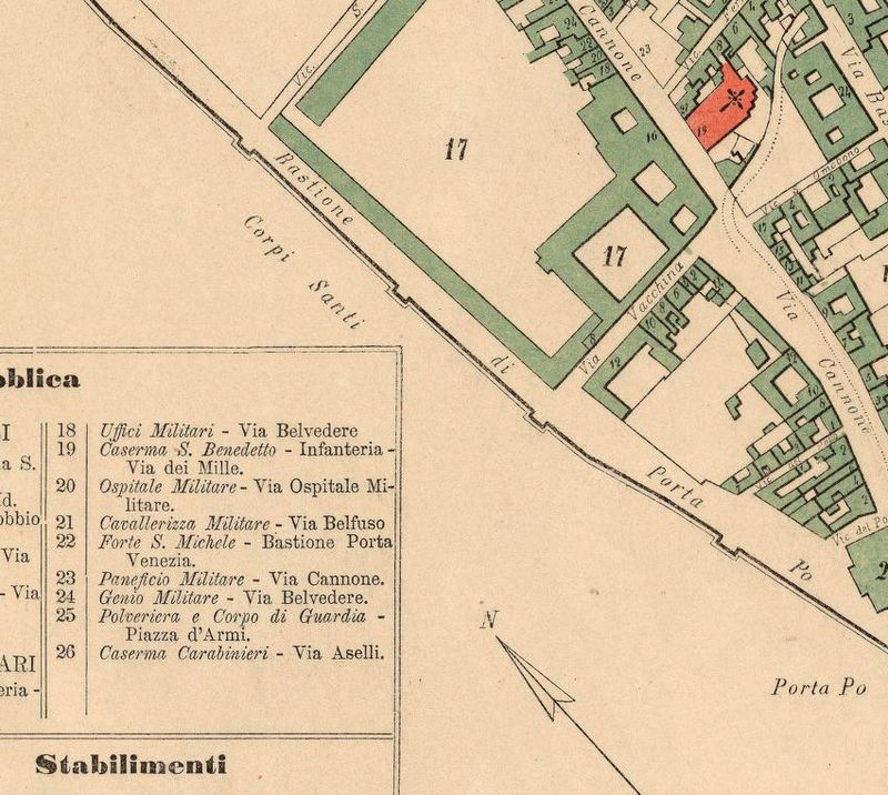 Old Map of Cremona 1880 Antique Vintage Italy VINTAGE MAPS AND PRINTS