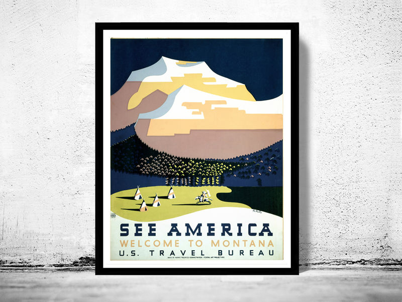 Vintage Poster of America United States 1937 Tourism poster travel - product images