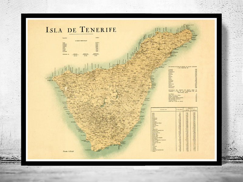 Old Map of Tenerife Canary Islands 1910 Spanish map - product images