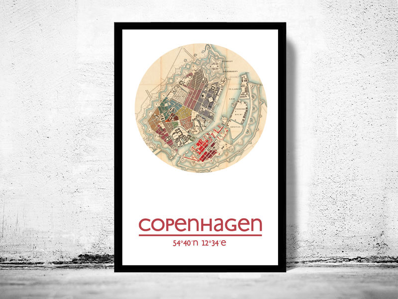 COPENHAGEN city poster city map poster print VINTAGE MAPS AND PRINTS