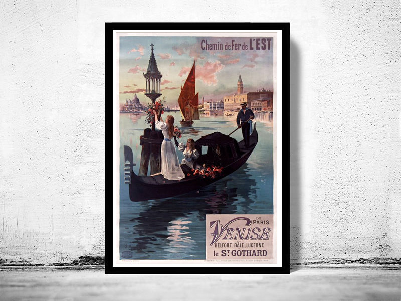 Vintage Poster of Paris France 1950 Tourism poster travel - product images