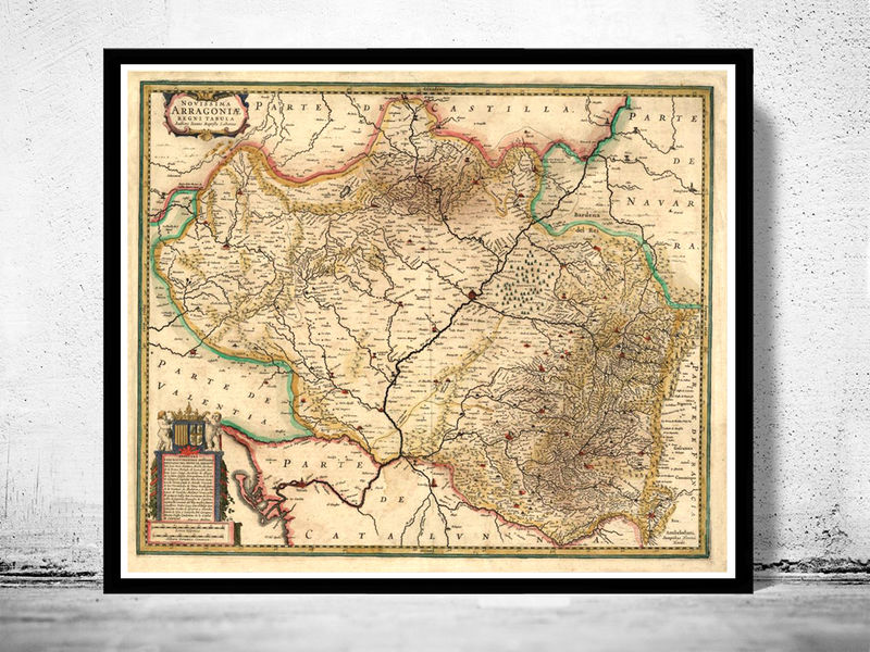 Old Map of Aragon Aragó Kingdom 1639 Spain VINTAGE MAPS AND PRINTS