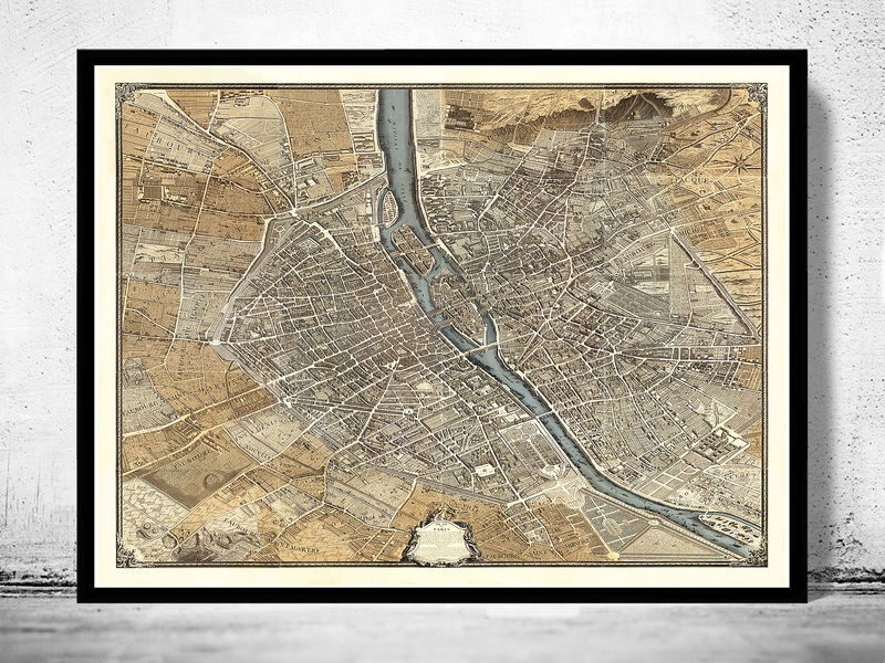 Old Map of Paris Turgot Map 1739 Vintage Map Wall Map Print